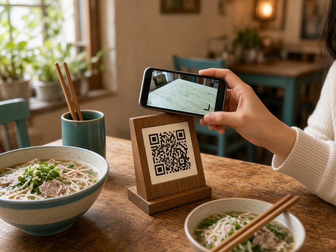 Khách quét QR trên bàn để gọi món
